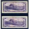 Image 2 : BANK of CANADA $10.00 1954, BC-32a. Pair Devil Face Banknotes F-VF