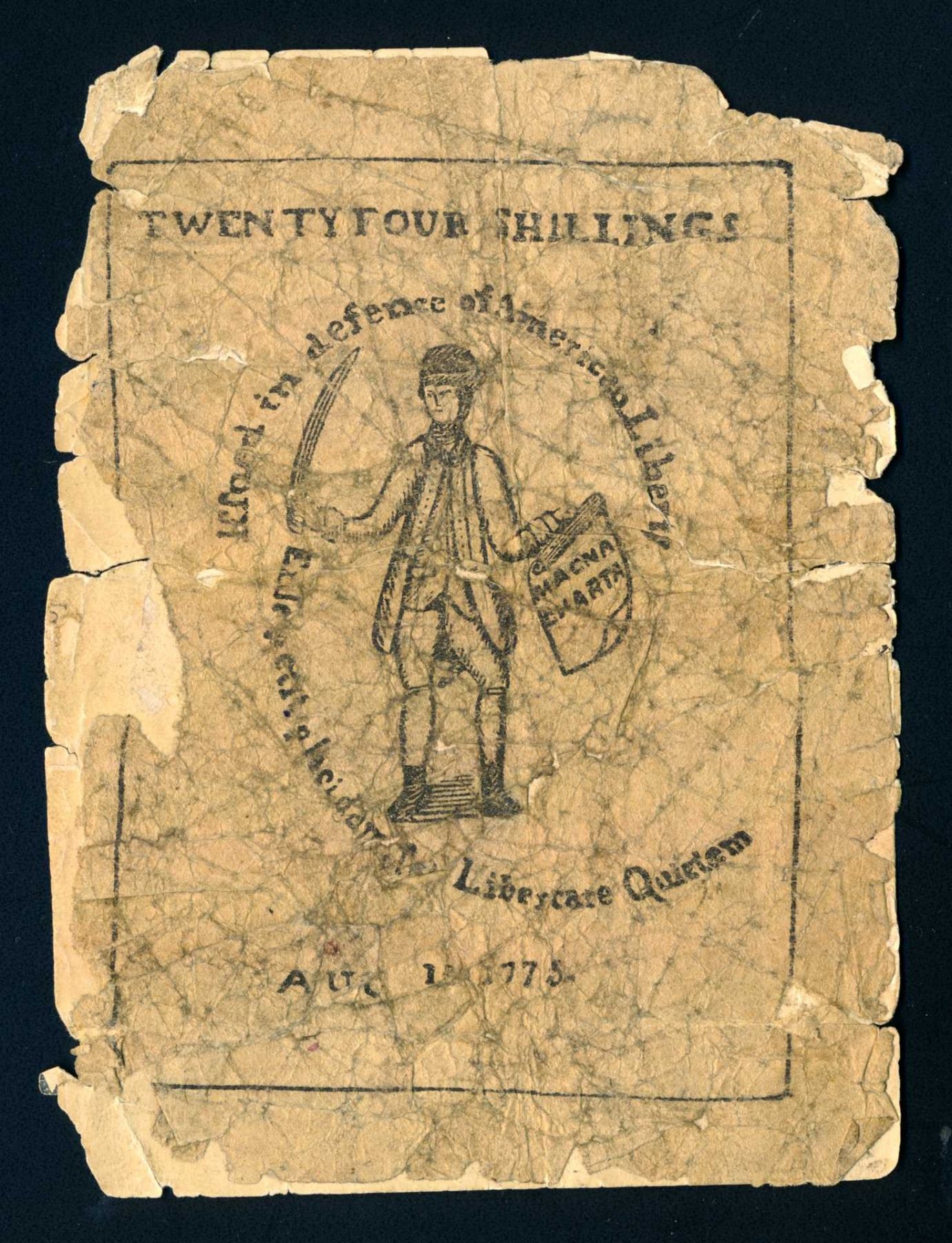 Colonial Script USA 1775 Massachusetts Colonial Script Mounted