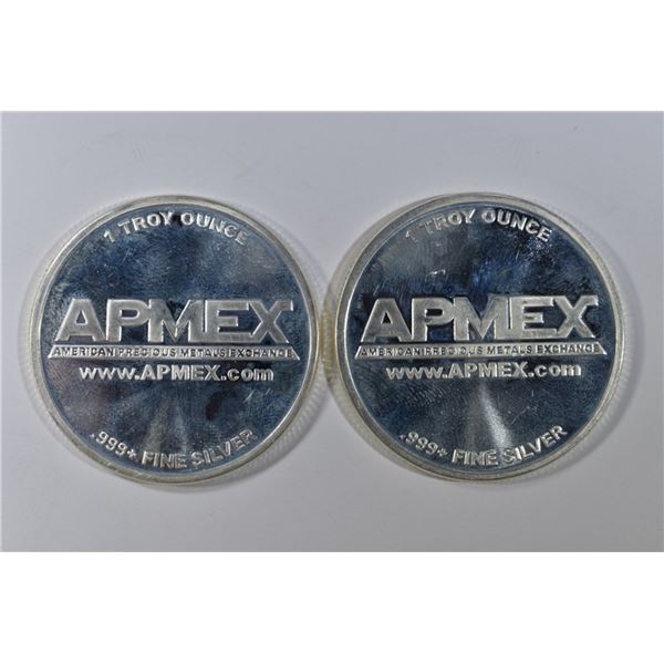 (2) 1OZ  APMEX .999 SILVER ROUNDS