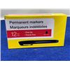 Image 1 : Permanent Markers- Black, Fine Tip (12qty)