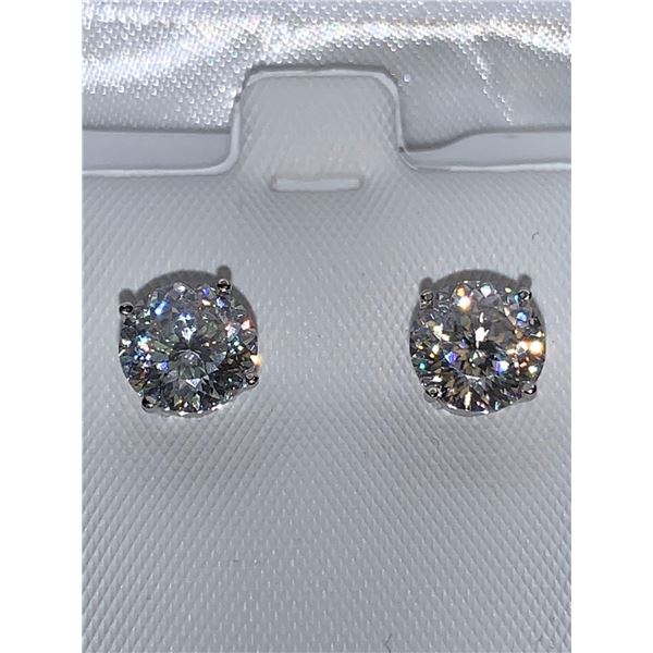 14K White Gold 2.4 Carat Solitaire Moissanite Stud Earrings with Appraisal Certificate $1685.00