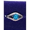 Image 2 : 10 K White Gold Ladies Rare Blue Diamond Solitaire 1.01Carat  Ring with 26 side diamonds Appraisal