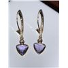 Image 2 : Natural 2.0 Carat Tanzanite Trillium Cut Solitaire14K Gold Earrings with side diamonds Appraisal Cer