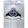 Image 1 : Natural Blue Sapphire Oval Cut 1.0 Carat Solitaire with side diamonds 14K White Gold Ring with Appra