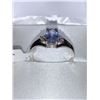 Image 3 : Natural Blue Sapphire Oval Cut 1.0 Carat Solitaire with side diamonds 14K White Gold Ring with Appra