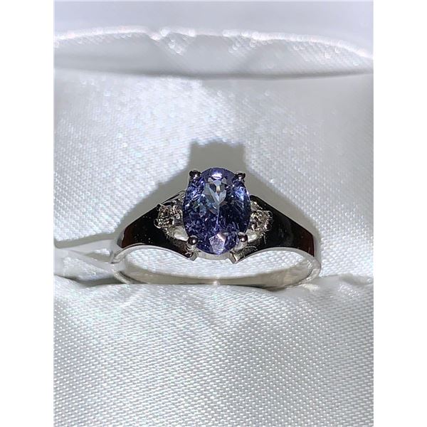 Natural Tanzanite1.0 Carat  Oval Cut Solitaire 14K White Gold Ring with Appraisal Certificate $1955.