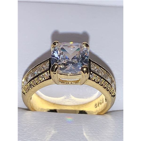 Ladies 1.0 Carat Cushion Cut Solitaire Multi Bezel Set Stones Engagement Ring .925 Silver Size 7