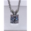 Image 1 : Tiffany Style 1.0 Carat Square Cut Solitaire Pendant & Chain Set