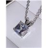 Image 3 : Tiffany Style 1.0 Carat Square Cut Solitaire Pendant & Chain Set