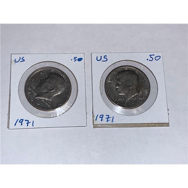 LOT of 2 - USA 1971 Kennedy Liberty Half Dollars