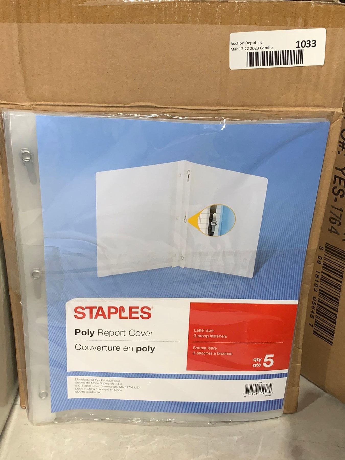 Staples Clear Poly Report Cover Letter Size 3 Prong Fasteners Case of ...
