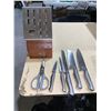 Image 1 : Lot of 5 Cangshan Kitchen Knives with Scissors & hHnckels Knife Block