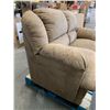 Image 3 : Tan Microfiber Love Seat - Minor Damage as seen in photos