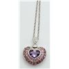 Image 1 : 14K HEART PENDANT WITH AMETHYST & PINK TOPAZ