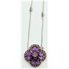 Image 1 : 14K FLOWER NECKLACE WITH AMETHYST & PINK