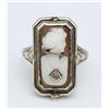Image 1 : VINTAGE 14K FILIGREE CAMEO RING WITH SHELL