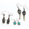 Image 1 : 3-PAIRS OF SOUTHWESTERN PIERCED DANGLY EARRINGS