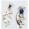 Image 1 : 2-KOKOPELLI STERLING PENDANTS (1)WITH LAPIS