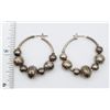 Image 2 : PAIR OF SOUTHWESTERN STERLING BEADED HOOP