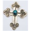 Image 1 : LARGE STERLING CROSS PENDANT WITH TURQUOISE