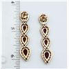 Image 2 : PAIR OF STERLING GOLD TONED DANGLY GARNET