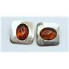 Image 1 : VINTAGE SET OF STERLING CLIP ON BALTIC AMBER