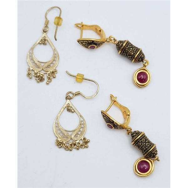 2-MODERN STERLING PAIR OF GOLD TONED PIERCED
