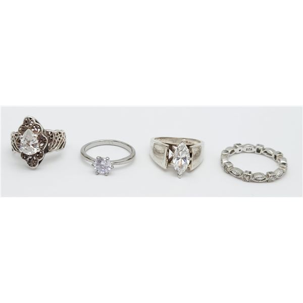 4-STERLING FASHION BLING RINGS-SOME W/ CZ