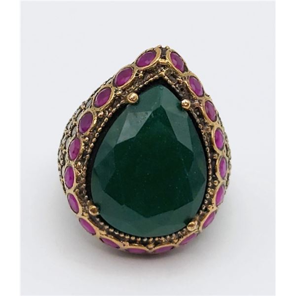 LARGE! STERLING PEAR CUT RING WITH LARGE