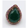 Image 1 : LARGE! STERLING PEAR CUT RING WITH LARGE