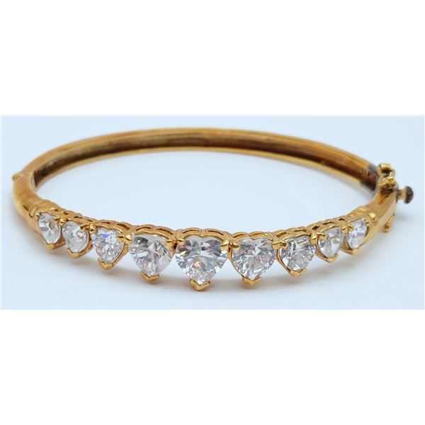 "CL" MARKED STERLING GOLD TONED HINGED CUFF