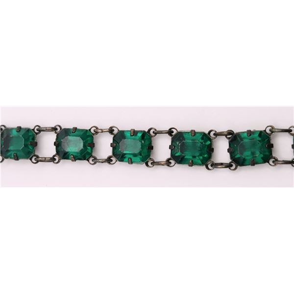 VINTAGE STERLING EMRALD GREEN STONE PANEL