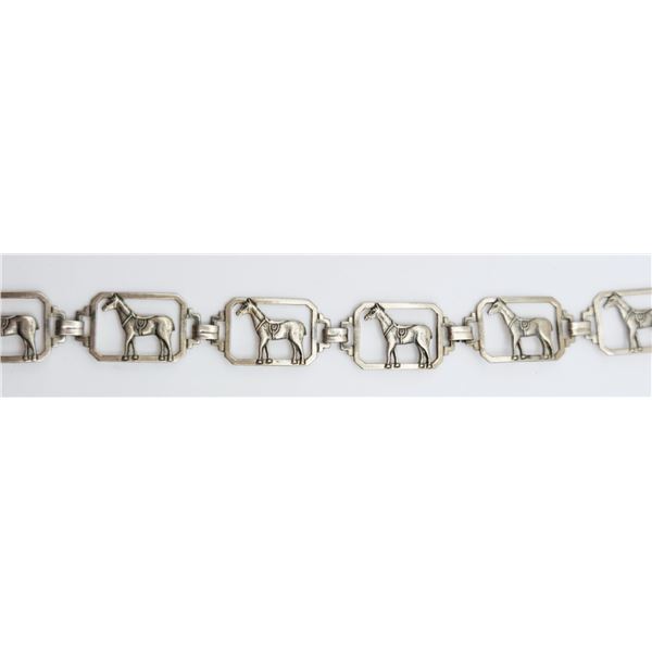 VINTAGE STERLING CUT OUT HORSE PANEL BRACELET