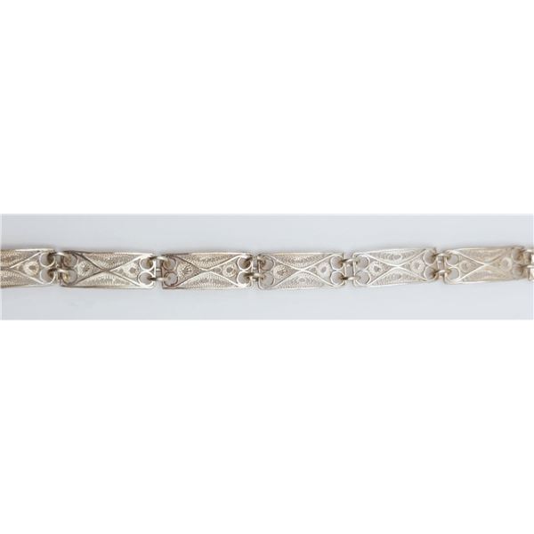 VINTAGE STERLING FILIGREE PANEL BRACELET