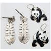 Image 1 : 2-PAIRS OF UNIQUE STERLING PIERCED DANGLY
