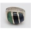 Image 1 : MEXICO STERLING RING WITH STONE INLAY DESIGN