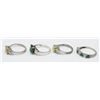 Image 2 : (4) STERLING RINGS with GREEN STONES