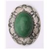 Image 1 : GREEN MALACHITE STERLING BROOCH