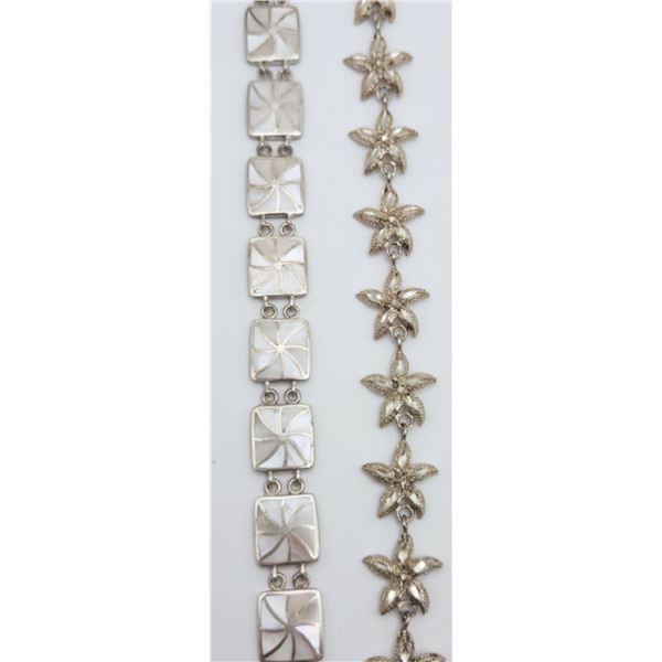 (2) STERLING BRACELETS (1) MOTHER of PEARL