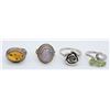 Image 1 : (4) STERLING RINGS - (1) BALTIC AMBER (1) OPALITE