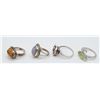 Image 2 : (4) STERLING RINGS - (1) BALTIC AMBER (1) OPALITE