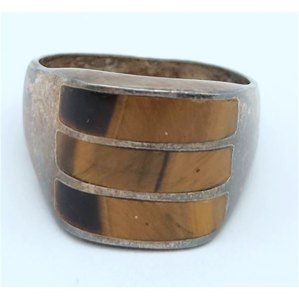 MENS STERLING TIGER STONE RING