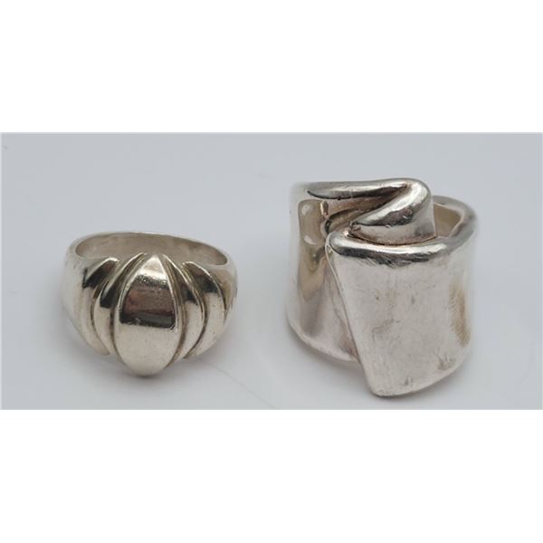 (2) STERLING UNIQUE RINGS