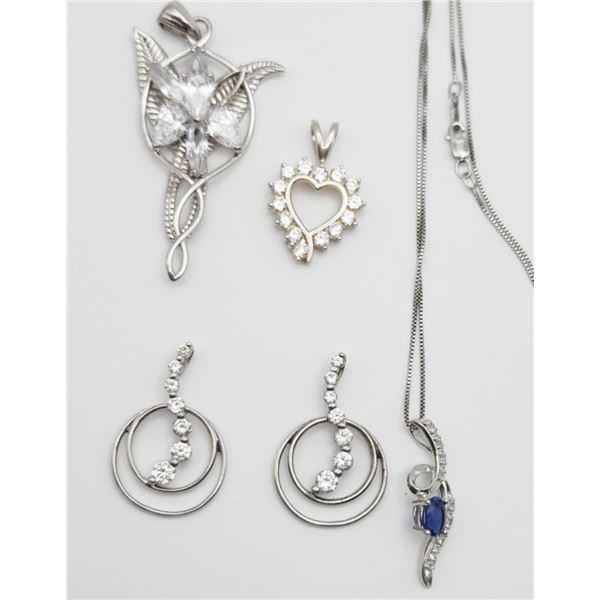 STERLING NECKLACE with (5) PENDANTS