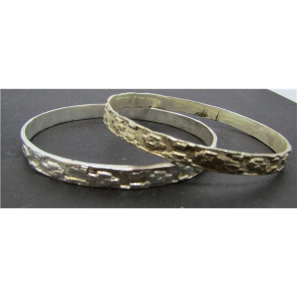 2-MEXICO STERLING BANGLES WITH ENGRAVED