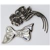 Image 1 : 2-VINTAGE STERLING BROOCHES: (1)BOW (1)FLOWER