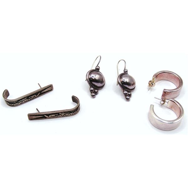 3 Pair Sterling Earring Lot