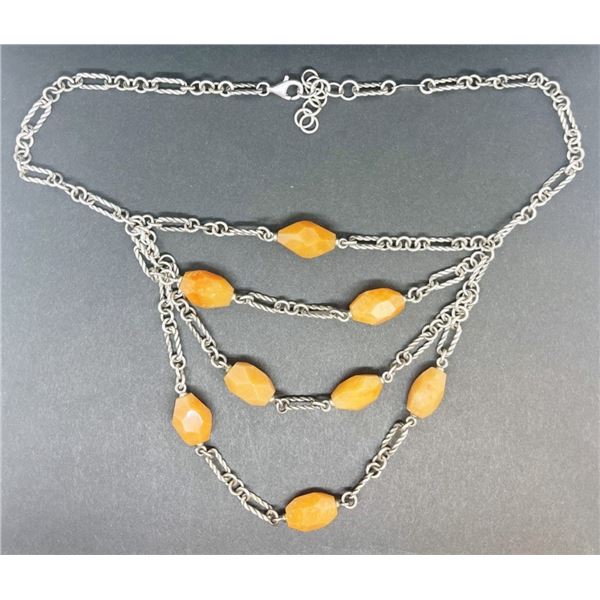 MULTI STRANDED STERLING NECKLACE WITH PEACH