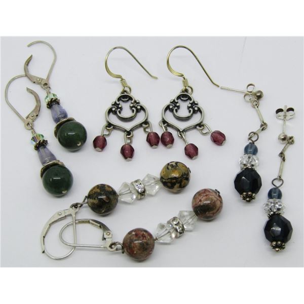 4-PAIRS OF PIERCED 925 DANGLY EARINGS