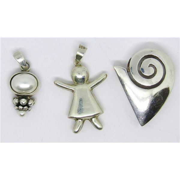 3-STERLING PENDANTS: (1)CHILD (1)WITH